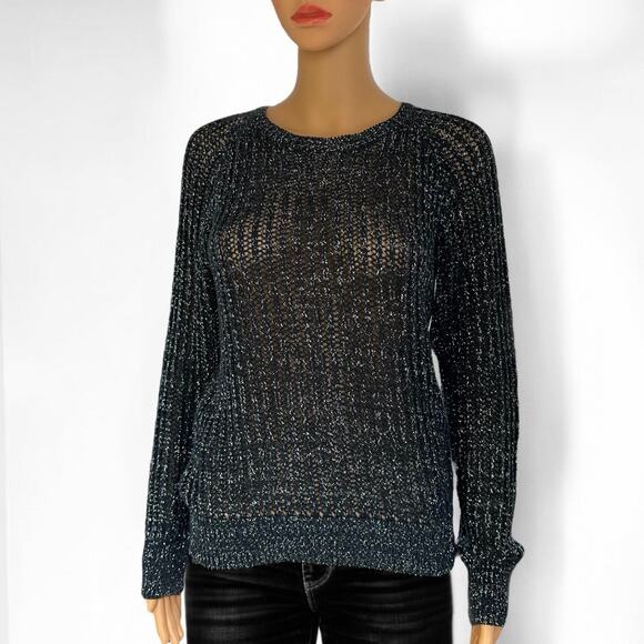 Agyness Deyn Dr. Martens Blue Metallic Knit Pullover Sweater S Cotton New Small - Picture 4 of 10